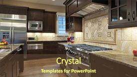  Presentation with kitchen sink splash - Slide deck having luxury kitchen with granite countertops background and a tawny brown colored foreground