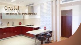  Presentation with elements - PPT layouts enhanced with luxury kitchen with red background and a lemonade colored foreground