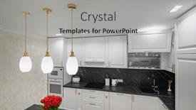  Presentation with kitchen furniture - PPT theme enhanced with luxury-large-modern-domestic-kitchen background and a light gray colored foreground