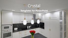  Presentation with kitchen furniture - Presentation theme consisting of luxury-large-modern-domestic-kitchen background and a gray colored foreground