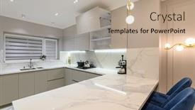  Presentation with dining - Slide set with luxury-large-modern-white-marble background and a coral colored foreground