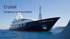  Presentation with luxury yacht - Colorful PPT theme enhanced with luxury large super or mega backdrop and a light blue colored foreground