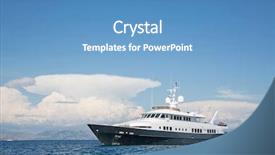  Presentation with luxury yacht - PPT theme having luxury large super or mega background and a teal colored foreground