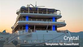  Presentation with luxury yacht - Audience pleasing theme consisting of luxury large super or mega backdrop and a ocean colored foreground