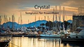  Presentation with luxury lifestyle - PPT theme with luxury lifestyle - beautiful marina view sailboats background and a coral colored foreground