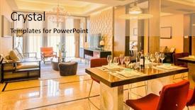  Presentation with living room - Beautiful PPT theme featuring luxury living room and furniture backdrop and a  colored foreground