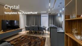  Presentation with living room - Presentation theme having luxury-living-room-and-kitchen background and a gray colored foreground