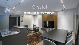  Presentation with living room - Presentation theme having luxury-living-room-with-massage background and a gray colored foreground