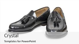  Presentation with shoes luxury - Colorful presentation theme enhanced with luxury man's shoes isolated over white with clipping path backdrop and a white colored foreground