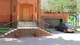  Presentation with luxury car - Presentation theme enhanced with luxury mansion with car near it background and a coral colored foreground