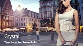  Presentation with white and black woman climbing ladders - Presentation theme featuring luxury marketing - beautiful woman wearing white dress background and a gray colored foreground