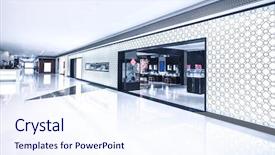  Presentation with retail store - Colorful slides enhanced with luxury marketing - entrance of retail store backdrop and a sky blue colored foreground