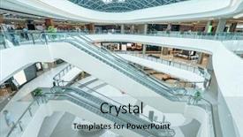  Presentation with mall - Presentation theme featuring luxury marketing - interior of modern shopping mall background and a light blue colored foreground