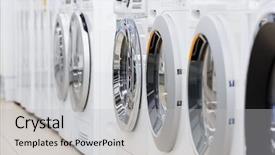  Presentation with luxury - Presentation theme enhanced with luxury marketing - row of washing mashines background and a light gray colored foreground