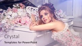  Presentation with masquerade ball - Presentation theme having luxury-model-in-vintage-style background and a lemonade colored foreground