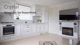  Presentation with kitchen design - Audience pleasing presentation consisting of luxury-modern-classic-white-kitchen backdrop and a light gray colored foreground