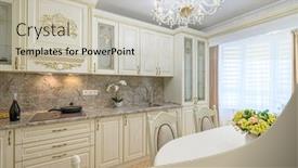  Presentation with dining table - Cool new presentation theme with luxury-modern-neoclassic-beige-kitchen backdrop and a soft green colored foreground
