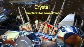  Presentation with bike engine - Theme featuring motor road show - steel shining engine background and a  colored foreground