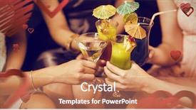  Presentation with restaurant toasting - PPT layouts having luxury night restaurant - female friends toasting glasses background and a coral colored foreground