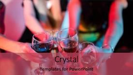  Presentation with restaurant toasting - Colorful PPT theme enhanced with luxury night restaurant - group of friends toasting glass backdrop and a red colored foreground