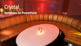  Presentation with interior design cafeteria - Cool new PPT theme with luxury night restaurant - nightclub interior backdrop and a tawny brown colored foreground