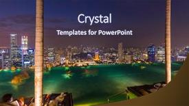  Presentation with luxury travel - Audience pleasing slides consisting of luxury night restaurant - pool on roof and singapore backdrop and a navy blue colored foreground