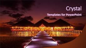  Presentation with maldives - PPT theme with luxury night restaurant - water cafe at sunset background and a wine colored foreground