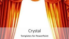  Presentation with curtain - PPT theme consisting of luxury orange curtains isolated background and a white colored foreground