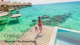  Presentation with luxury resort - Cool new slides with luxury-overwater-bungalow-tahiti-resort backdrop and a soft green colored foreground