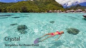  Presentation with luxury travel - Presentation design with luxury overwater bungalows resort background and a light blue colored foreground