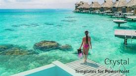  Presentation with luxury resort - Cool new PPT theme with luxury-overwater-bungalows-tahiti-resort backdrop and a seafoam green colored foreground