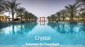  Presentation with luxury hotel - Slide set with luxury pool in a hotel background and a light blue colored foreground
