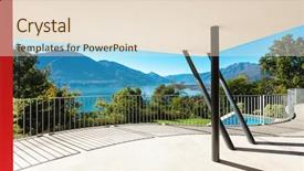  Presentation with veranda - Theme having luxury real estate - architecture modern villa view background and a lemonade colored foreground