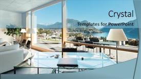  Presentation with luxury house - Slide deck featuring luxury real estate - beautiful modern house in cement background and a light blue colored foreground