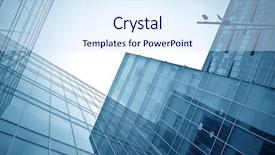  Presentation with skyscraper glass tower - Presentation enhanced with luxury real estate - blue glass texture of transparent background and a sky blue colored foreground