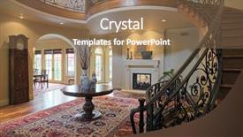  Presentation with elegant - Presentation theme having luxury real estate - elegant curved staircase background and a coral colored foreground