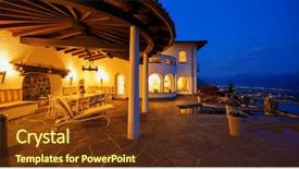  Presentation with luxury house - Slides consisting of luxury real estate - exterior of a modern house background and a tawny brown colored foreground