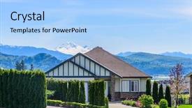  Presentation with north america - Presentation theme having luxury real estate - perfect neighborhood houses in suburb background and a light blue colored foreground