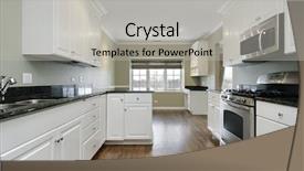  Presentation with kitchen - Beautiful PPT theme featuring kitchen in remodeled home backdrop and a light gray colored foreground