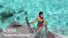  Presentation with luxury resort - Theme featuring luxury resort bikini woman swimming background and a gray colored foreground