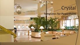  Presentation with lounge - PPT theme enhanced with luxury resort hotel lobby lounge background and a coral colored foreground