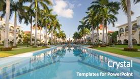  Presentation with luxury resort - Slides with green hotel - luxury resort in mexico background and a teal colored foreground
