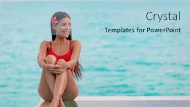  Presentation with polynesia - Slide set with luxury-resort-vacation-travel-woman background and a light blue colored foreground