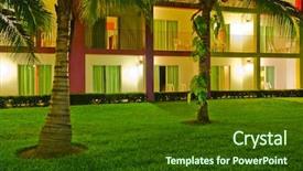  Presentation with luxury resort - Audience pleasing PPT theme consisting of luxury resort with nice garden backdrop and a  colored foreground