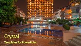  Presentation with luxury resort - Presentation design having luxury resort with pool at night view background and a tawny brown colored foreground