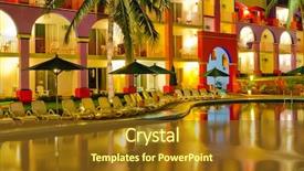  Presentation with luxury resort - Beautiful slides featuring luxury resort with pool at night backdrop and a tawny brown colored foreground