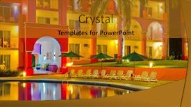  Presentation with luxury resort - Slides having luxury resort with pool at night background and a gold colored foreground