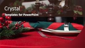  Presentation with tableware - Slides featuring luxury restaurant interior rich tableware closeup background and a tawny brown colored foreground