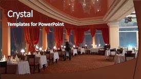  Presentation with luxury - Cool new presentation design with luxury restaurant interior backdrop and a tawny brown colored foreground