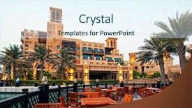  Presentation with dubai - Slide deck with luxury restaurant night - dubai hotel background and a sky blue colored foreground